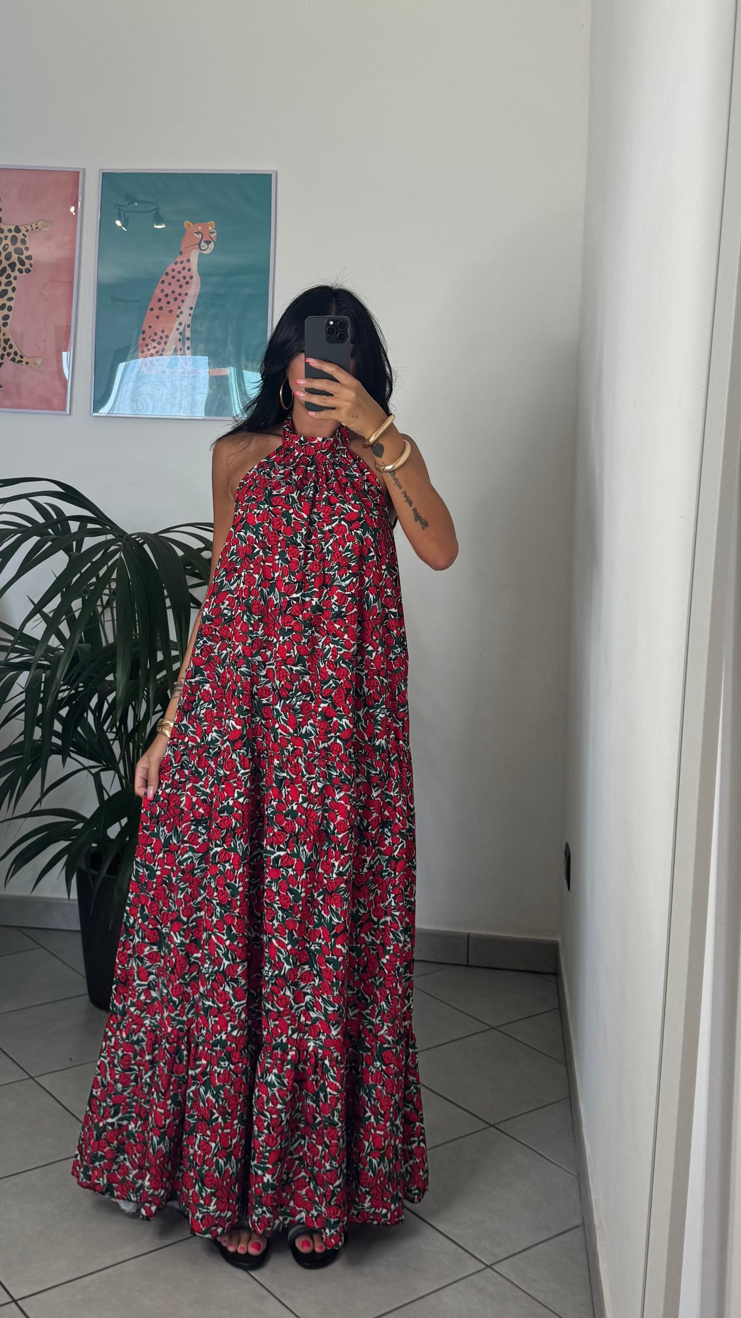 Dress ANASTASIA fiori rossi
