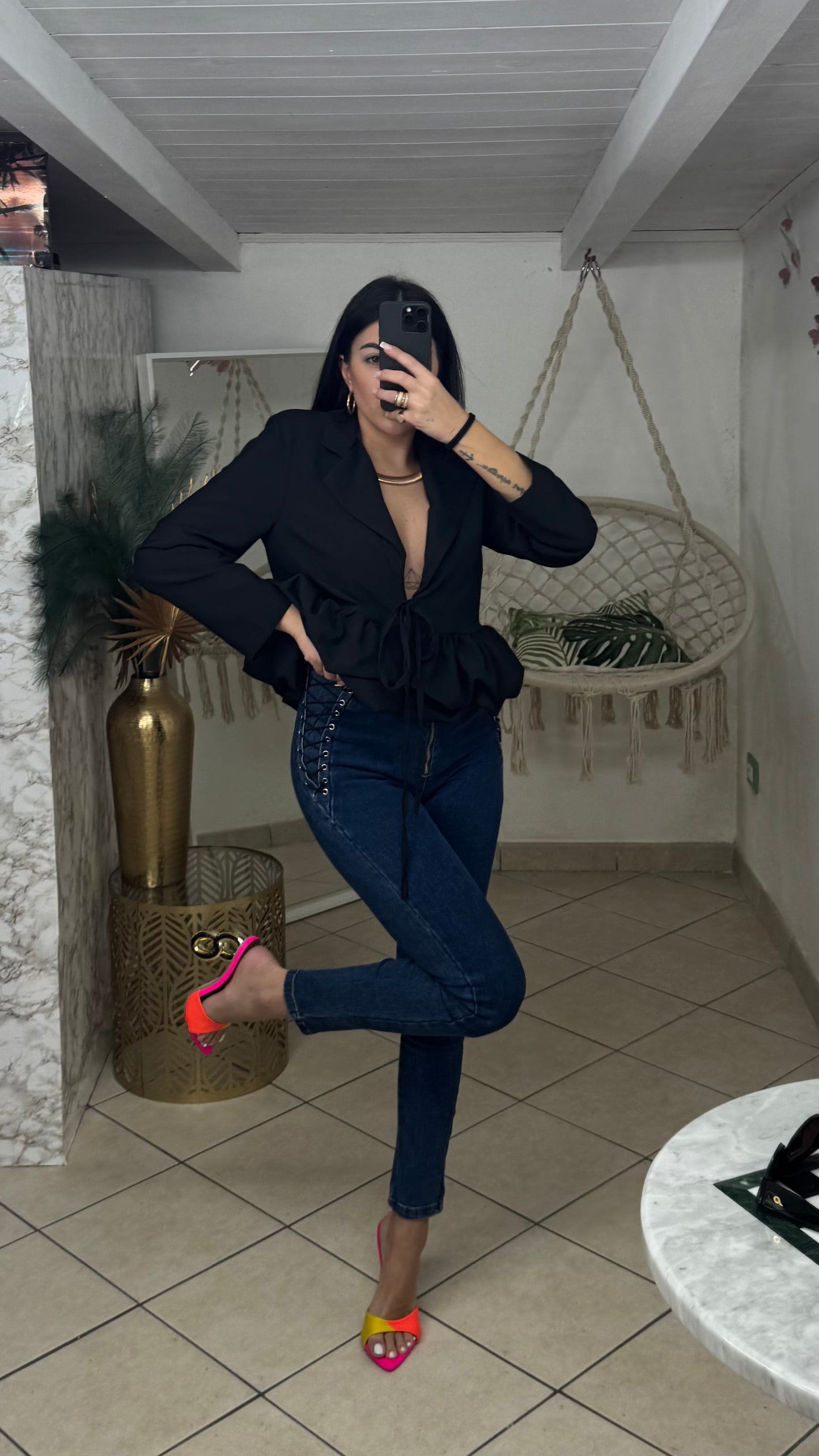 Jeans elastico STRINGHE