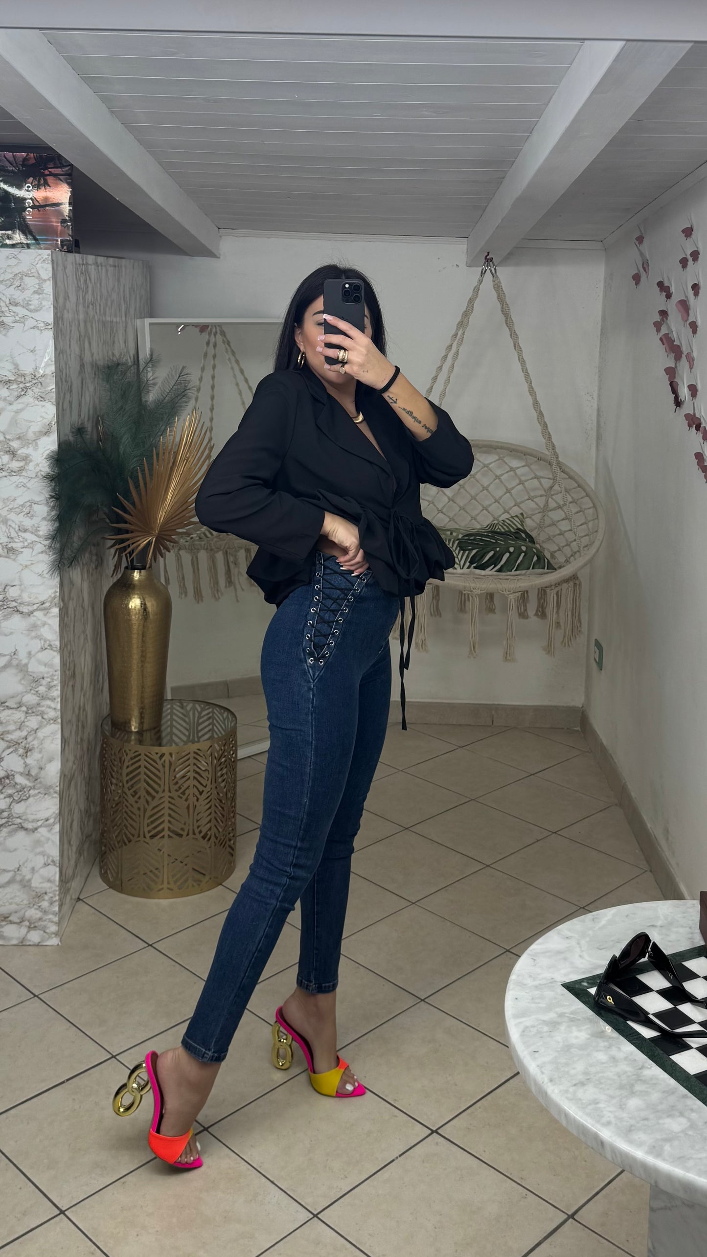 Jeans elastico STRINGHE