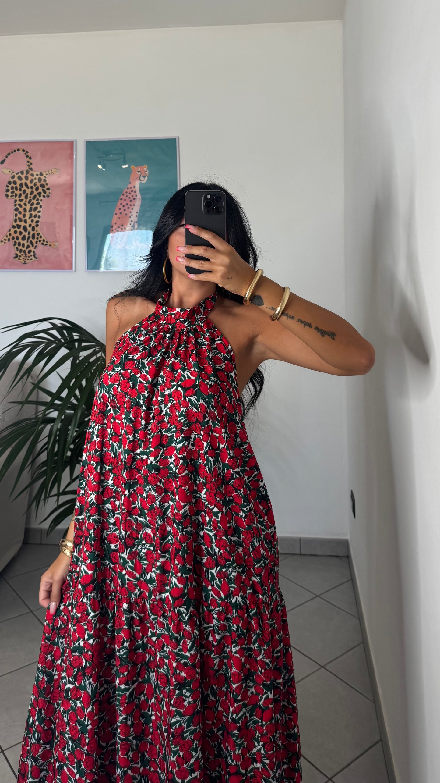 Dress ANASTASIA fiori rossi